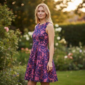 Anthropologie Lace Dress Pink Blue Cocktail Party Small